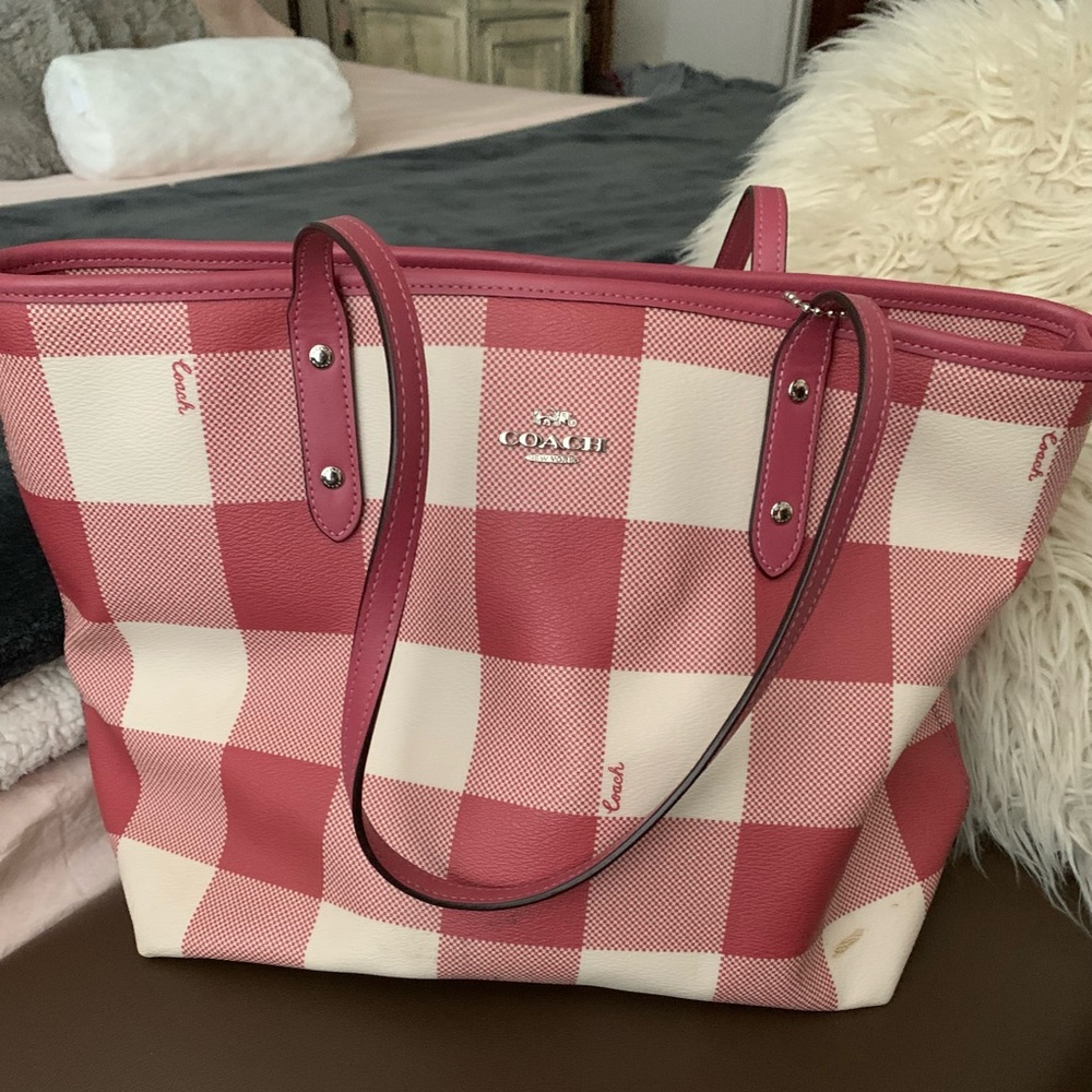 Coach pink/red plaid/gingham Handbag